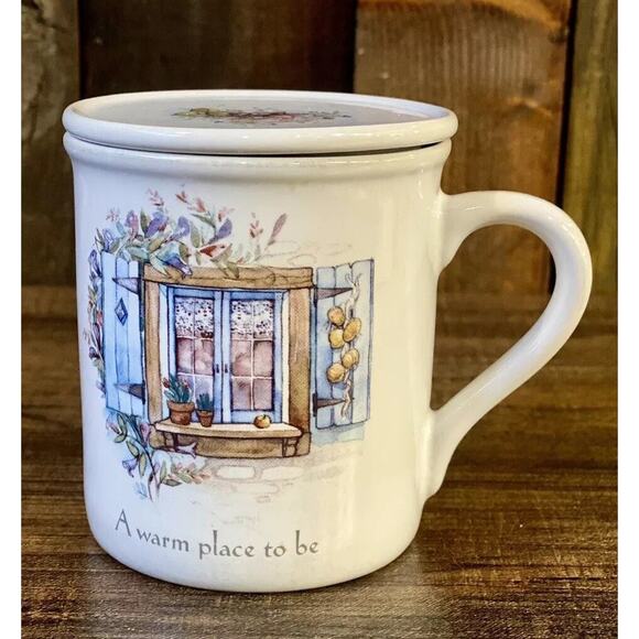 Dakin Other - Vintage Coffee Cup Mug w/lid-Dakin Inc Japan 1989-A Warm Place To Be-Cottagecore